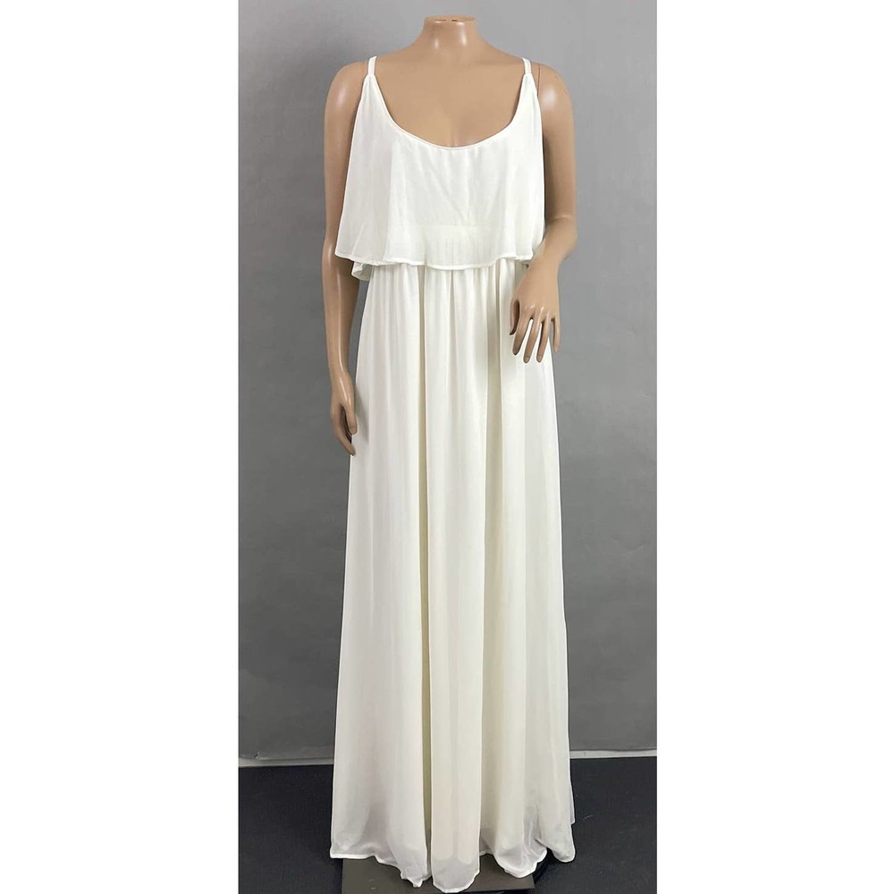 Show Me Your Mumu Dress Women 1X Caitlin Ruffle Maxi White Wedding Cake NWT